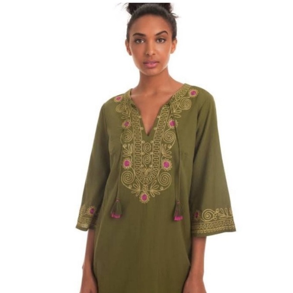 New Trina Turk Saydie Green Dress Tunic - Picture 2 of 7